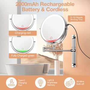 Khách sạn dự án Thiết kế chiều cao có thể điều chỉnh Battery Powered <span class=keywords><strong>Wall</strong></span> <span class=keywords><strong>Mount</strong></span> <span class=keywords><strong>Magnifying</strong></span> X10 <span class=keywords><strong>LED</strong></span> Vanity gương - Product Image 4