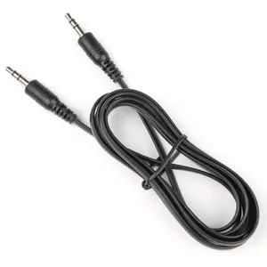 Cable de audio de 1,5 m, color negro, con conectores de 3,5 mm; ideal para conectar dispositivos de sonido y transmitir. - Product Image 1