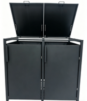 Poubelle extérieure rectangulaire en métal avec ressorts à gaz à fermeture douce, construction robuste en acier, design moderne et luxueux, personnalisable