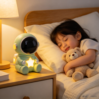 Jam Alarm Lampu Malam Penenang Bayi Bentuk Plastik LED Digital Kontrol Suara Termometer 1500mAh Dapat Diisi Ulang