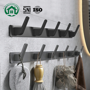 Pano.V Modern Black Hanging for Clothes Entryway Bathroom Wall Mounted <b>Coat</b> Racks with 6 <b>Hooks</b> Hanging Holder Towel Rack - Product Image 1