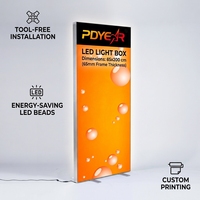 Support d'affichage lumineux LED SEG portable sur mesure 85x200cm, en aluminium, sans outil, ultra-plat, pour salon professionnel