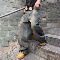 Pantalon en jean ample noir de haute qualité pour homme, style américain, coupe baggy, grande taille, en promotion