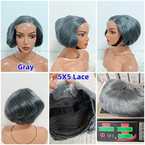 $26 Promotion 5x5 Short <b>Cut</b> <b>Wigs</b> 200gram Full Human Hair <b>Pixie</b> Straight Bob <b>Wigs</b> Colored NC, Grey, 4/27 <b>Wigs</b> For Black Woman - Product Image 6