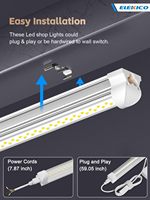 Lot de 12 lampes d'atelier LED super lumineuses 100W 8 pieds, 15000lm 5000K en forme de V, lampes d'atelier LED 8 pieds, connectables 96 pouces (8 pieds)