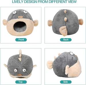 Modernes Plüsch-Fleece Katzenbett-Höhle mit Abnehmbarem Gepolstertem Kissen Weiche Polsterung Warmes Winterdesign für den Innenbereich - Product Image 4