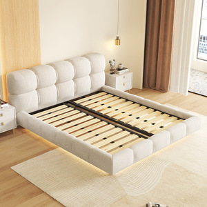 Kem Phong Cách Bọc Giường Hiện Đại Mới Nhất Thiết Kế Vải Phun Giường Với Ánh Sáng Ban Đêm Phổ Biến Mềm Vua Giường Đặt Đồ Nội Thất Phòng Ngủ - Product Image 3