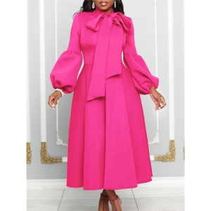 ZHEZHE 2024 primavera nuevo vestido Formal de fiesta elegante <span class=keywords><strong>para</strong></span> damas falda grande dobladillo pajarita cintura alta mangas de burbuja encaje con lentejuelas - Product Image 5