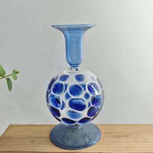 Support de bougie en verre soufflé à la main motif points bleus, style <span class=keywords><strong>Art</strong></span> Déco vintage, pour bougies coniques, idéal pour la décoration de la maison et les mariages - Grande Vente - Product Image 2