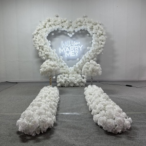 ซุ้มแต่งงานรูปหัวใจ R-HA005 ทำจากผ้าไหมประดิษฐ์ ประดับด้วยดอกไม้สีขาว รูปทรงหัวใจ ฉากหลังซุ้มดอกกุหลาบรูปหัวใจ ตกแต่งซุ้มรูปหัวใจแห่งความรัก - Product Image 5