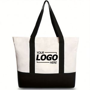 Bolsa de Playa de Lona Personalizada con Monograma para Mujer, Regalo con Iniciales Personalizadas para Salidas de Verano y Viajes - Product Image 1