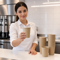 Gobelets en papier kraft à paroi simple 6oz, jetables, pour café chaud, avec logo personnalisé imprimé, écologiques