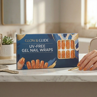 Autocollants pour ongles en gel tendance 2026 sans UV, longue durée, orange automne, paillettes, pour l'automne