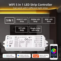 Contrôleur LED intelligent WiFi Tuya WT5 12V 24V RGBCCT RGB double blanc monochrome pour bandes lumineuses avec télécommande RF 2.4G et variateur
