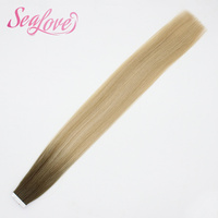 Extensions de cheveux blond cendré à bandes adhésives, double épaisseur, qualité supérieure, 100% cheveux humains Remy, extensions à bandes adhésives en cheveux naturels