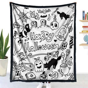 Mantas Personalizadas de Halloween con Dibujos Animados para Colorear, Mantas de Franela Suaves y Lavables para Niños, Regalo Festivo para el Hogar - Product Image 3