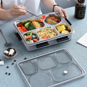 Lonchera Creativa Aislada de Gran Capacidad de Acero Inoxidable, Plato para Comida con Tapa para Estudiantes, Lonchera Dividida para Trabajadores de Oficina, Caja de Picnic - Product Image 3