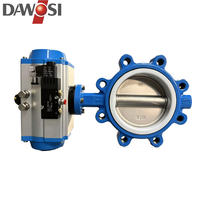 Vanne papillon pneumatique D67L1FQ de l'usine de Tianjin, en fonte ductile avec disque en acier inoxydable 304 et siège en PTFE, avec électrovanne