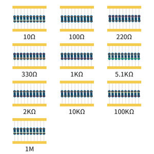 Novo Kit de Resistores de Filme de Carbono 100pcs/lot 1/4w 0.25w 5% com 10 Valores Sortidos (220R ~ 1M) - Product Image 2
