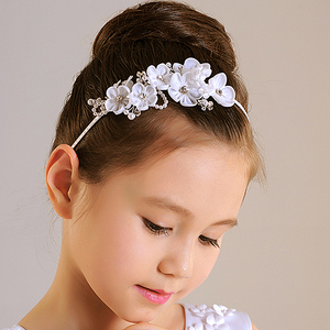 <span class=keywords><strong>Serre</strong></span>-tête de mariée/Accessoire de tête pour première <span class=keywords><strong>communion</strong></span> F1024 en organza floral avec strass et perles - Product Image 3