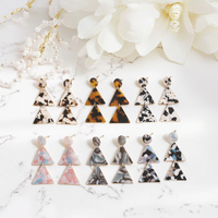 Nouvelles boucles d'oreilles pendantes SDEL personnalisées pour femme, motif léopard, pendentif géométrique à aiguille argentée, plaque en acétate, double triangle coloré