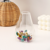 Vente chaude Tasse en verre à double paroi en borosilicate de haute qualité Design simple de fleurs séchées Résistante à la chaleur Tasse à café pour la maison Boisson au lait