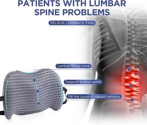 Cojín trasero de malla de aire 3D transpirable Cojín de soporte lumbar de espuma viscoelástica para silla Alivio del dolor de espalda baja - Product Image 2