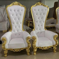 Chaises trône d'hôtel dorées en métal rembourrées confortables de luxe de haute qualité pour les mariages-King Size à dossier haut