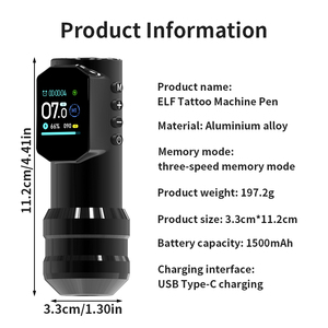 Máquina <span class=keywords><strong>de</strong></span> Tatuaje Rotativa Inalámbrica Profesional con Motor Potente, Pantalla Digital, Batería <span class=keywords><strong>de</strong></span> Litio y Agujas Desechables para Arte Corporal - Product Image 5