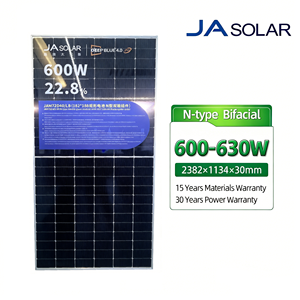 Paneles Solares Monocristalinos Bifaciales TOPCon JA <span class=keywords><strong>de</strong></span> 600W 615W <span class=keywords><strong>de</strong></span> Nivel 1 Originales, Garantía <span class=keywords><strong>de</strong></span> Rendimiento <span class=keywords><strong>de</strong></span> 30 Años - Product Image 1