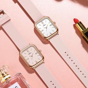 Drioshipping, relojes de cuarzo personalizables para mujer, esfera cuadrada, banda de silicona, reloj de pulsera con logotipo de aleación de diseño Simple de lujo - Product Image 2