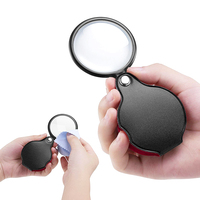 Loupe de poche pliable en cuir PU noir avec lentille optique 8X, lunettes grossissantes portables avec housse de protection en cuir