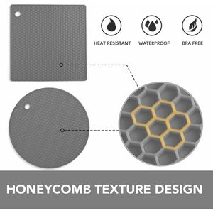 <b>Silicone</b> Anti-Slip Trivets Round Gray Heat Resistant Kitchen <b>Mats</b> for Home Hot Pots and Pans - Product Image 3