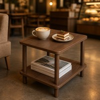 Table basse minimaliste à plateau en MDF et pieds en bois massif, double niveau, style luxe léger, petite table rectangulaire d'appoint pour canapé ou chevet