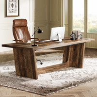 Bureau de direction long de 70,87 pouces 1Easylife, bureau d'ordinateur en bois brun, table d'étude et d'écriture simple et industrielle