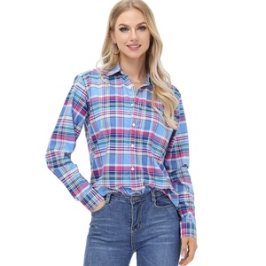 Camicia Oxford da donna di alta qualità camicetta in <span class=keywords><strong>cotone</strong></span> 100% ricamo personalizzato con logo Oxford Plaid <span class=keywords><strong>camicette</strong></span> e camicie modeste - Product Image 1