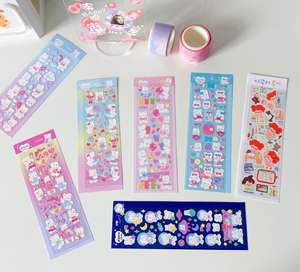 Yeni güzel ayı hologram şeritler kore kırtasiye etiket sparkly tavşan deco çıkartmalar toploader fotoğraf kartı dekorasyon çıkartmaları - Product Image 2