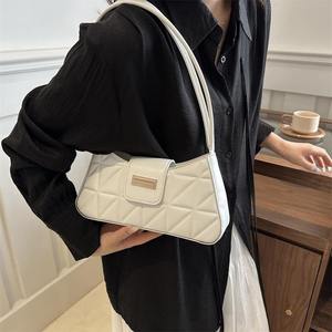 Sac fourre-tout de luxe en cuir PU pour femme, couleur unie, sac à bandoulière gaufré, sac messager pour femme, sac sous le bras, sac à main - Product Image 4