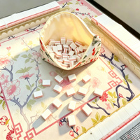 Set Mahjong Amerika Bunga Merah Muda Lengkap Ubin Akrilik Monyet Lucu Tas Serasi Alas Mahjong Rak Mahjong Aksesoris Mahjong