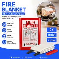 Couverture anti-feu en fibre de verre 1,5 m x 1,5 m avec boîte en PVC pour le contrôle des incendies d'huile et des petits feux