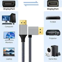 Câble adaptateur DP 4K HDR 60Hz 2.1 à angle droit/haut/bas/gauche pour connexion mâle-mâle pour ordinateur portable, PC, jeux, HDTV, PVC