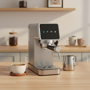 Cafetera <span class=keywords><strong>Espresso</strong></span> Semiautomática Eléctrica con Pantalla Táctil, 15 Bares de Alta Presión, Acero Inoxidable, Cafetera Italiana para Leche, Uso Doméstico - Product Image 4