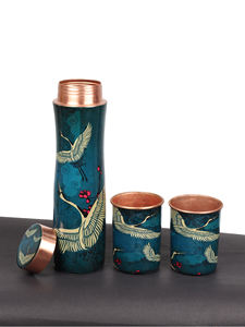 Ayurvedic Health Benefits Copper <b>Water</b> <b>Bottle</b> with Glass for <b>Water</b> Drinking from Indian Manufacturer and Supplier - Product Image 3