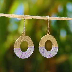 PND202404-870 Fashion <b>Earrings</b> <b>Gold</b> Plated Stainless Steel Resistant Sustainable Purple Acrylic <b>Dangle</b> <b>Earrings</b> - Product Image 3