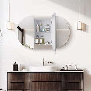 Gabinete de Baño con <span class=keywords><strong>Espejo</strong></span> de <span class=keywords><strong>Triple</strong></span> Puerta, <span class=keywords><strong>Espejo</strong></span> de Baño Montado en la Pared, Botiquín con 3 Puertas, Almacenamiento, <span class=keywords><strong>Espejo</strong></span> Libre de Cobre, Nuevo Diseño - Product Image 2