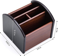 Support de télécommande en bois à 4 compartiments avec rotation à 360°, organisateur de bureau pour stylos et crayons, fabrication sur mesure OEM