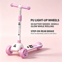 Trottinette pour enfants, trottinette pliable, design moderne, guidon antidérapant en TPE, frein arrière, 3 roues lumineuses, hauteur réglable, pour bébé