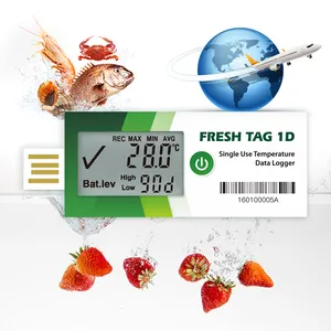 Fresh Tag-registrador de datos desechable 1D, sistema multiuso, pantalla de registrador de temperatura, usb