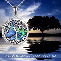 Haute qualité 925 argent Sterling ormeau coquille arbre de vie Photo photos médaillon pendentif collier