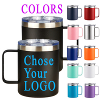 Gobelet isotherme en acier inoxydable de 12 oz, tasse à café de voyage à double paroi sous vide avec poignée et couvercle coulissant